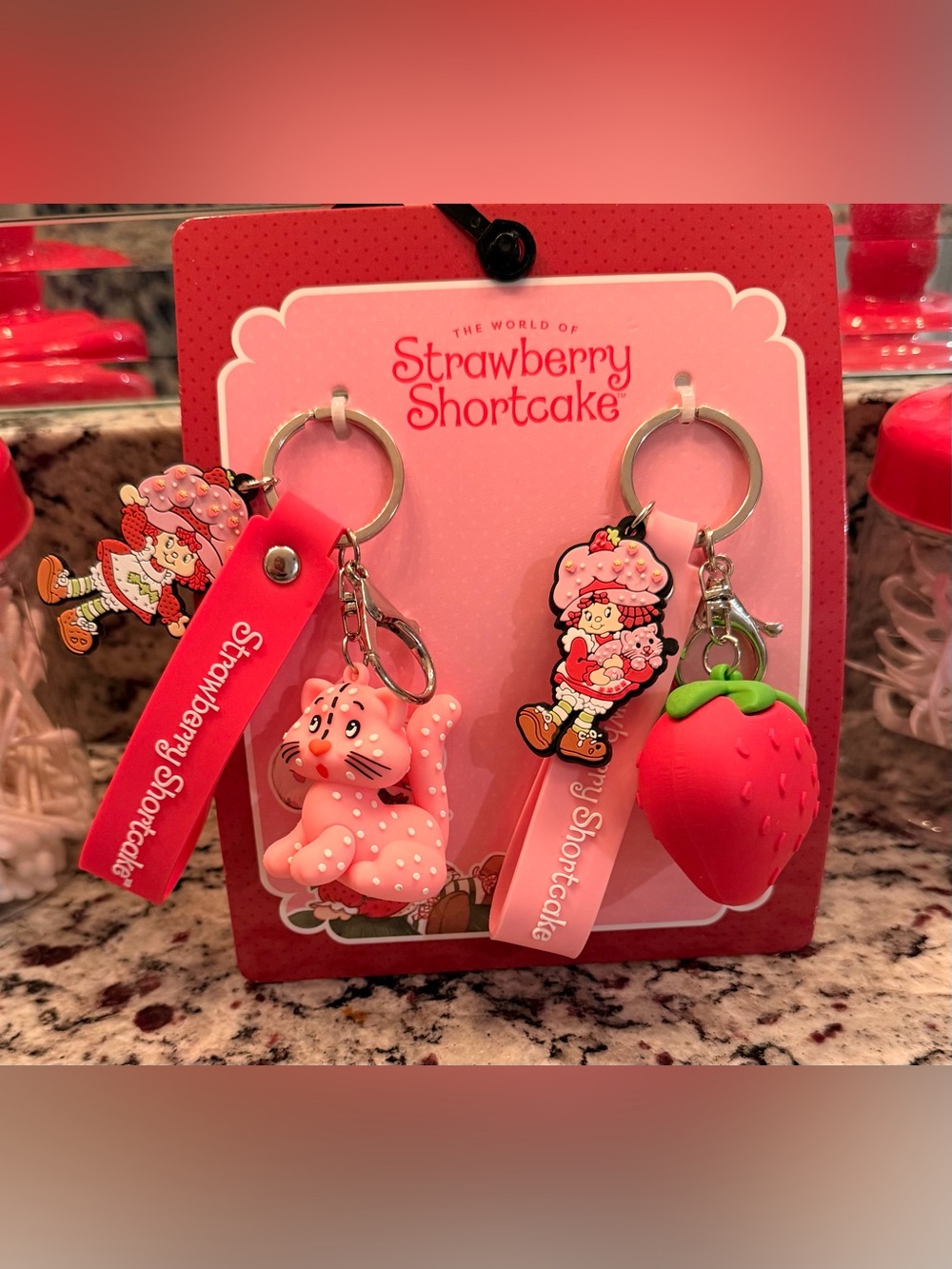 Strawberry Shortcake Keychain Set with Clips NEW